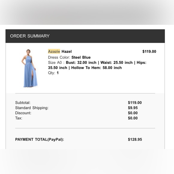 Azazie Hazel Steel Blue Dress in Size A0 - Picture 6 of 12